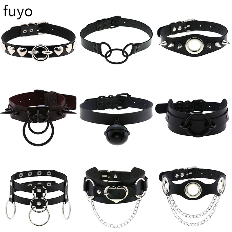 Goth Punk Spike Choker - Punk sinos preto pico gargantilha colar