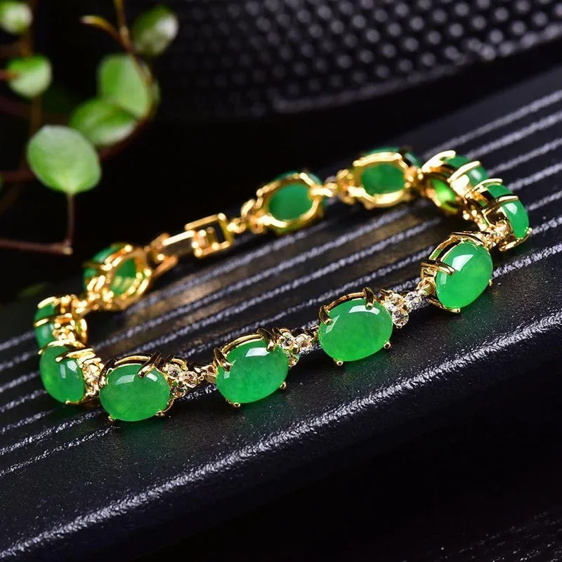 Bracelets - Natural verde jade ágata amor contas