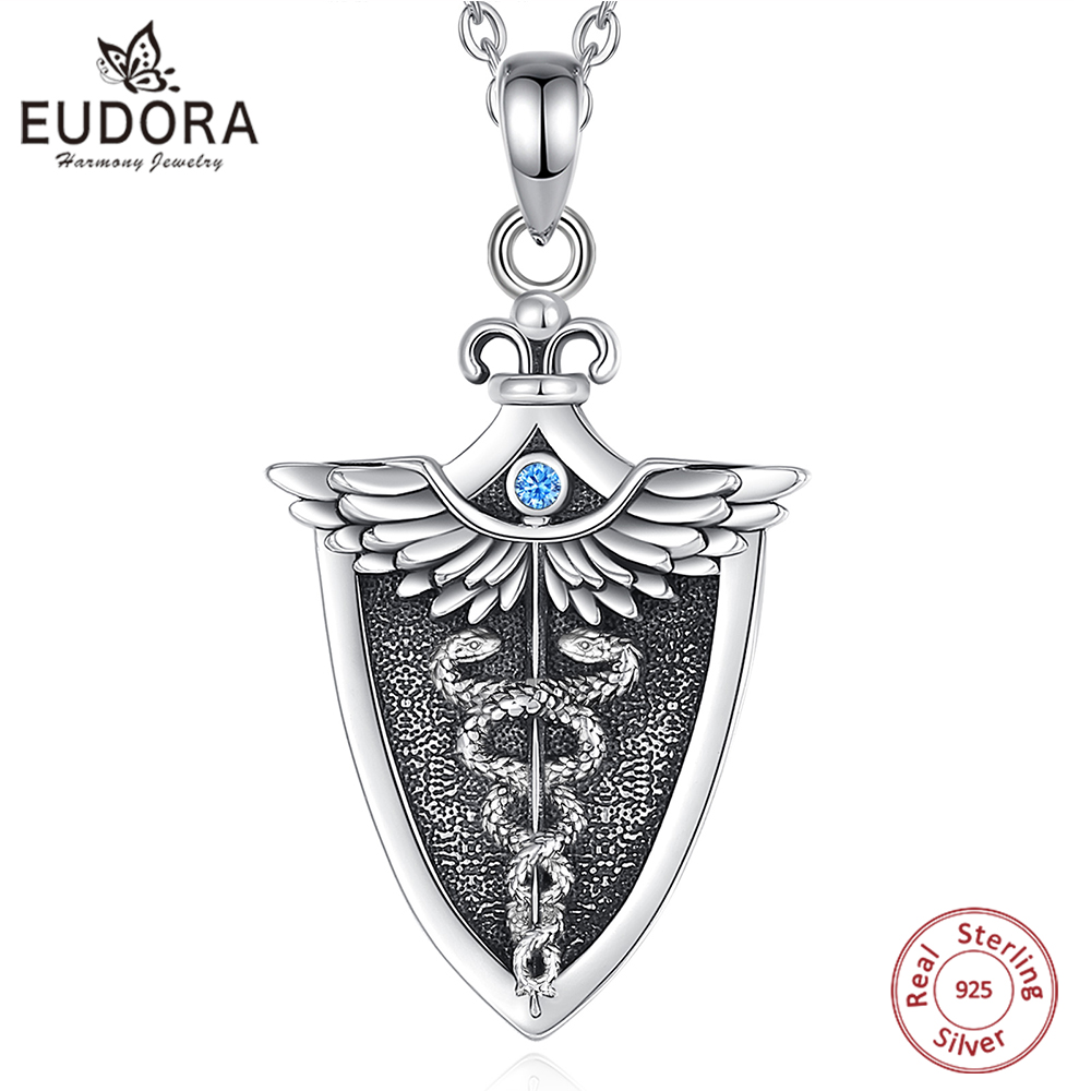 925 Sterling Silver Chain Necklace Men - Eudora Double Snake Wing Colar de