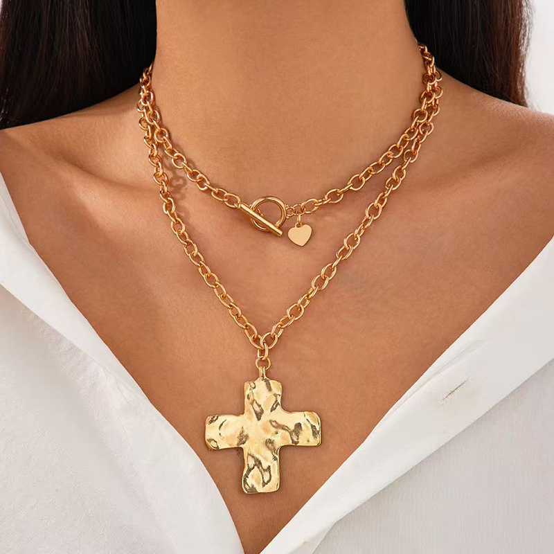 Cross Pendant Necklace Gold - Colar de Cruz Dourado em Camadas
