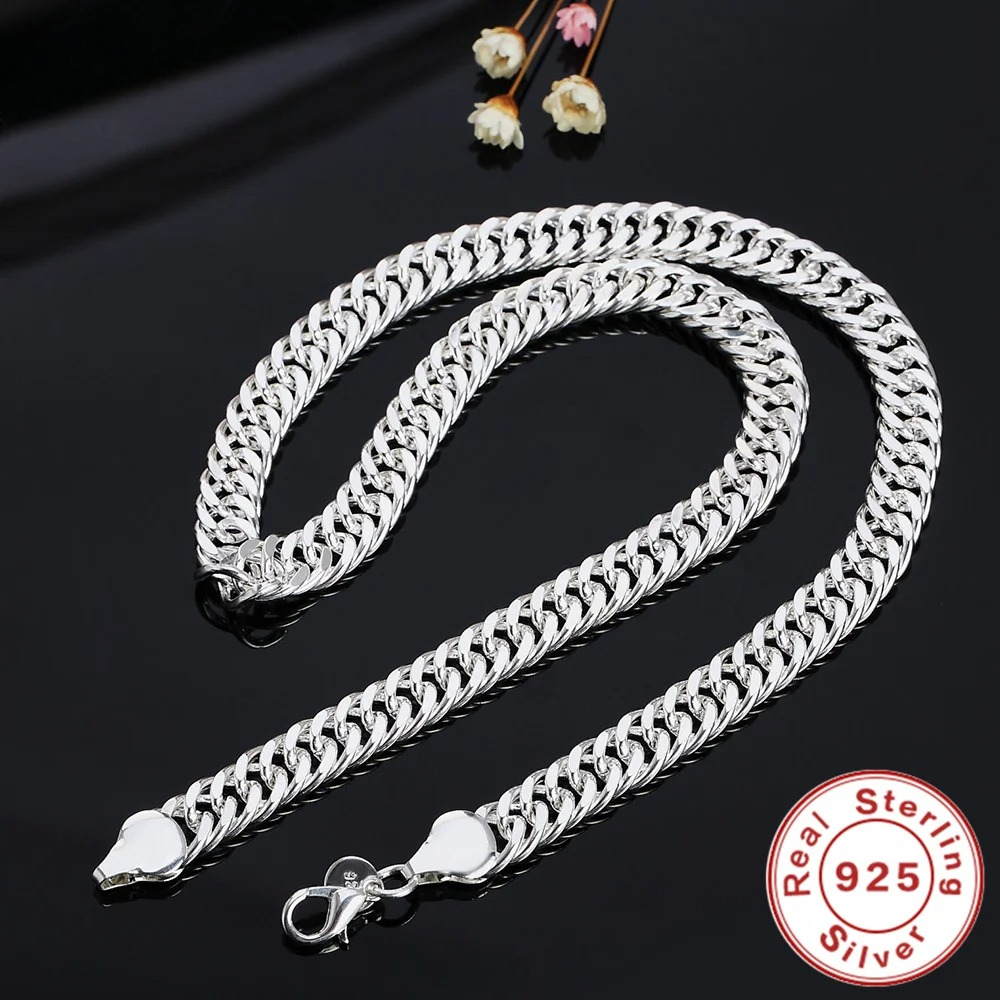 Cuban Link Chain 12Mm - Novo 925 prata esterlina 20/22/24 Polegada