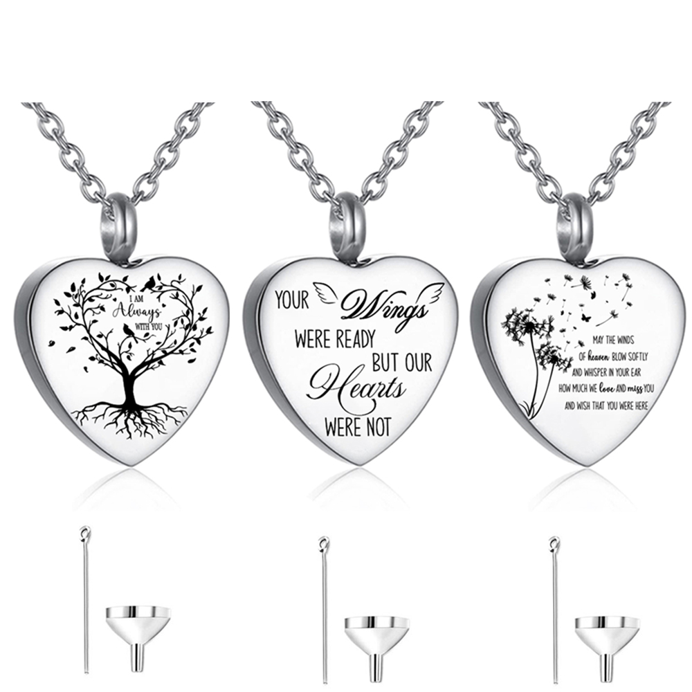 Heart Locket Necklace Photo - Colar de urna de aço inoxidável
