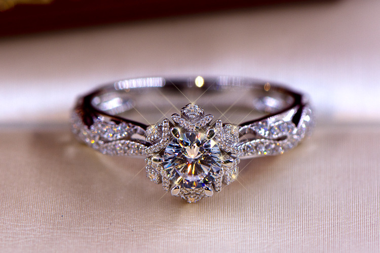 Moissanite Engagement Ring 1 Carat - Anel de Prata Esterlina S925 com