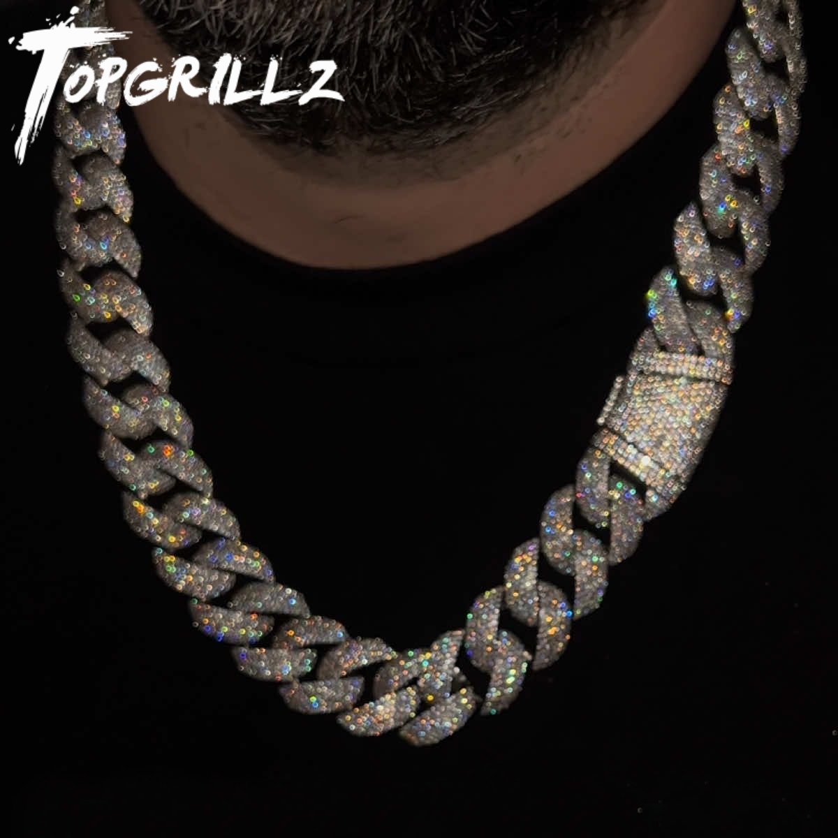 Cuban Link Chain 12Mm - TOPGRILLZ Colar Corrente Cubana 24mm Cravejado