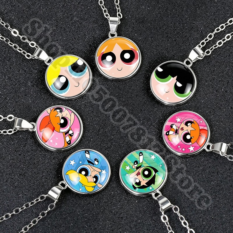 Anime Pendant Necklace - Colar Kawaii das Powerpuff Girls, Acessórios