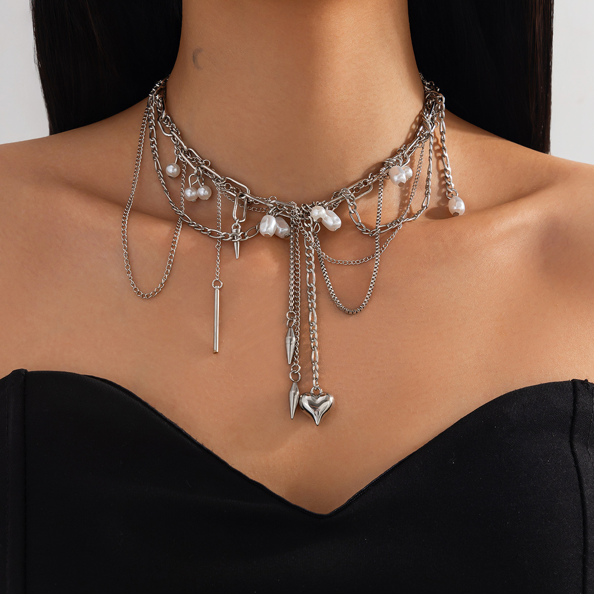 Pearl Choker Necklace Vintage - Colares Vintage Irregulares de Pérolas Imitadas