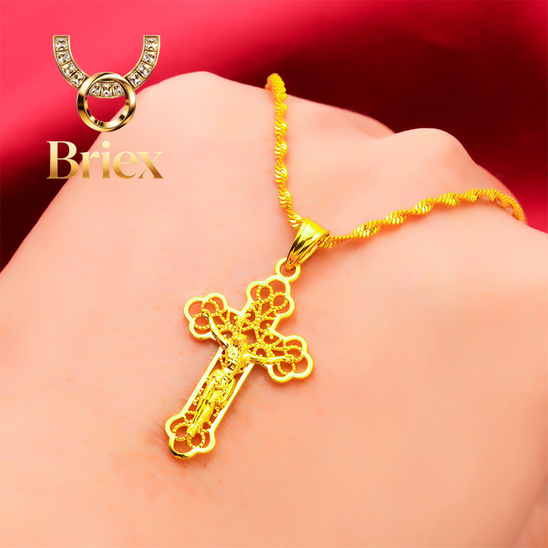Cross Pendant Necklace Gold - Colar Cruz Dourada Vintage da Briex