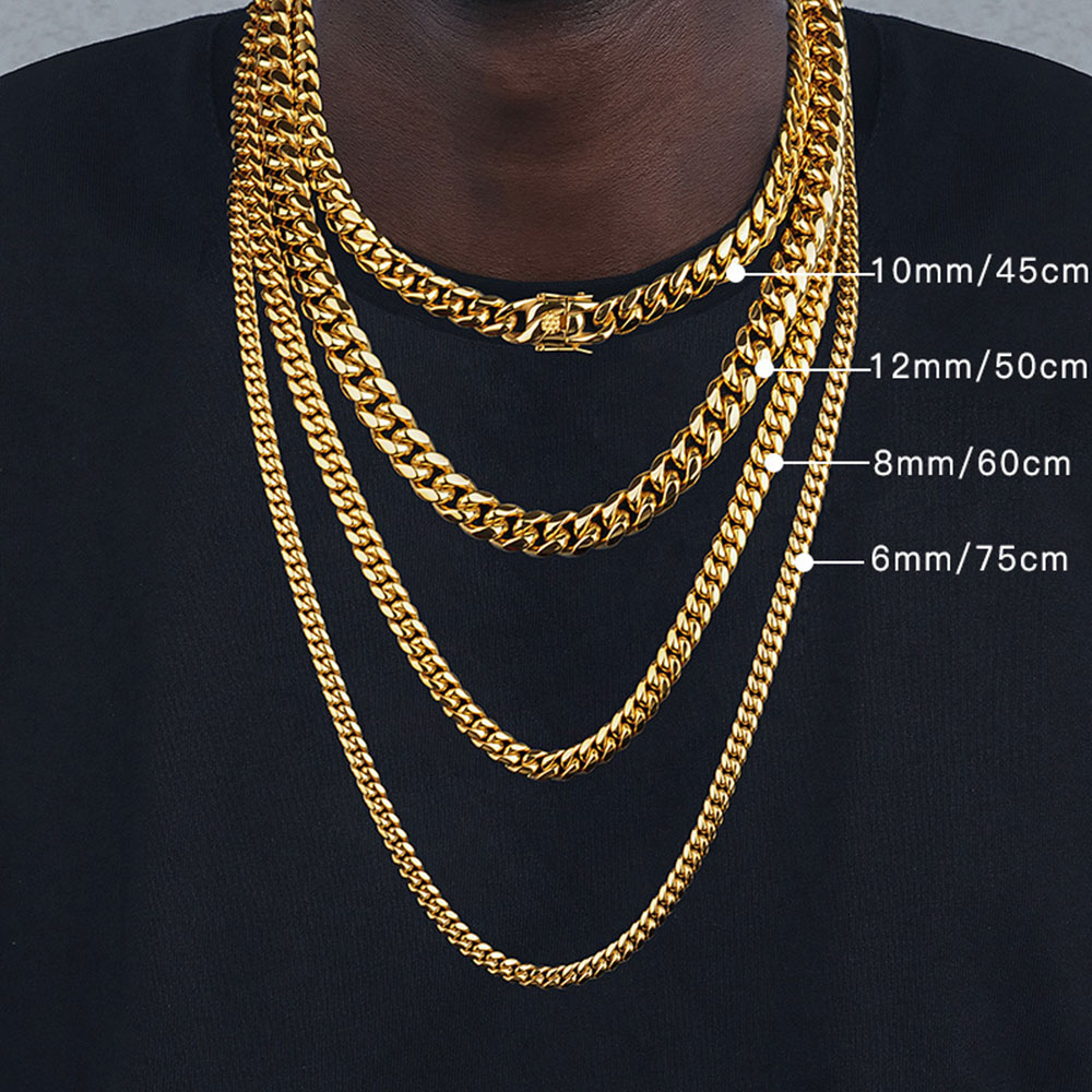 Cuban Link Chain 12Mm - 6mm/8mm/10mm/12mm hip-hop alto polimento cor de