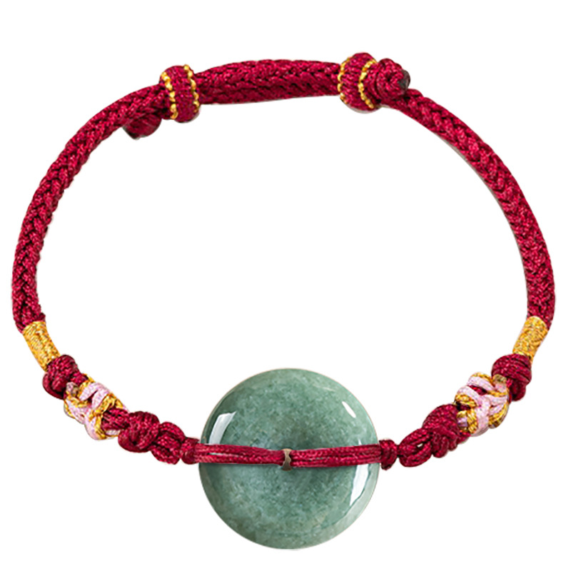 Bracelets - Verde myanmar jadeite donut pulseira designer