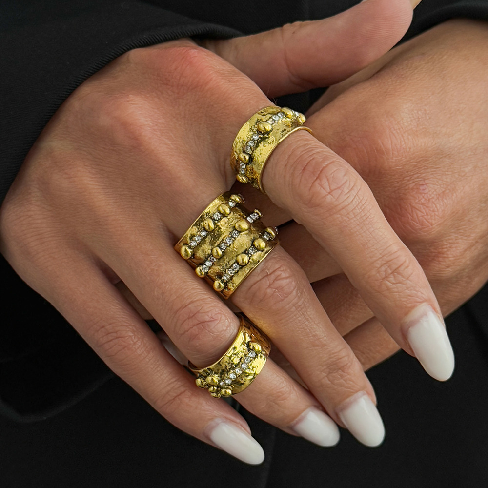 Vintage Punk Knuckle Rings Set - Conjunto de 3 Anéis Ajustáveis Vintage