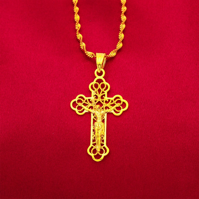 Cross Pendant Necklace Gold - Colar de cruz clássico em ouro