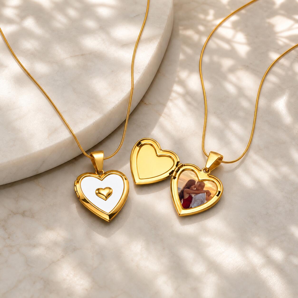 Heart Locket Necklace Photo - Colar com Medalhão de Coração Personalizado