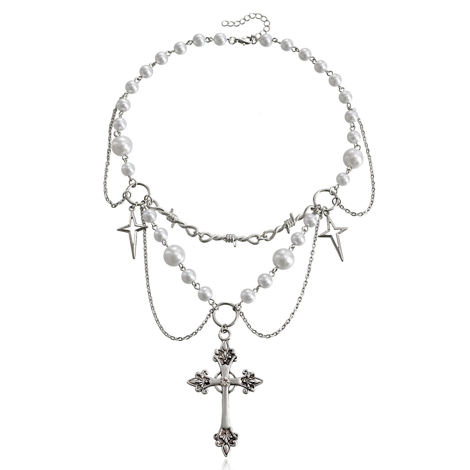Pearl Choker Necklace Vintage - Borboleta coração pérolas colar para mulheres