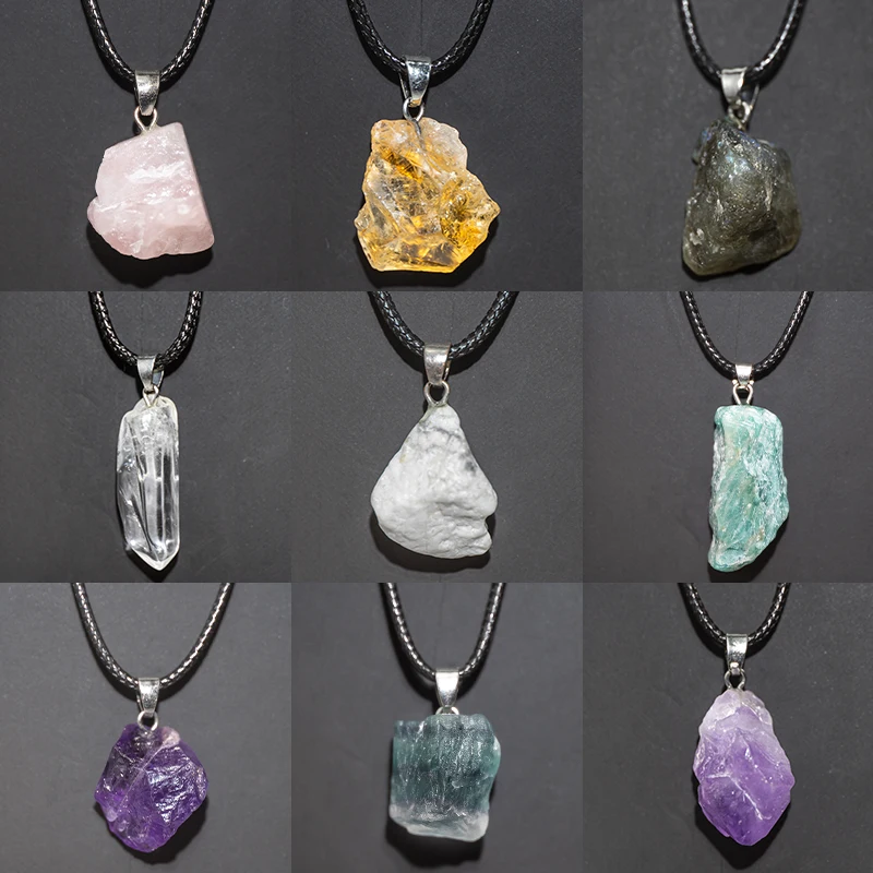 Crystal Pendant Necklace Natural Stone - frete grátis,Natural ametistas flor colar reiki