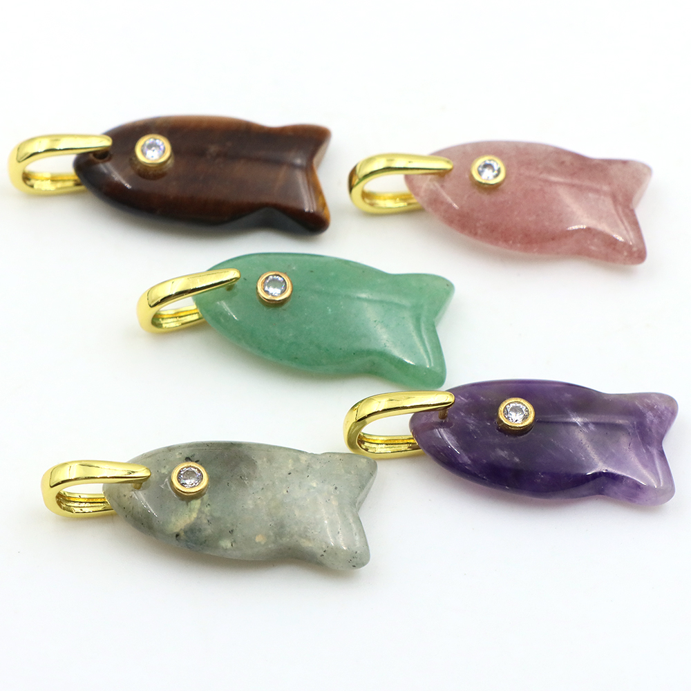 Crystal Pendant Necklace Natural Stone - Pingente de pedra natural em formato
