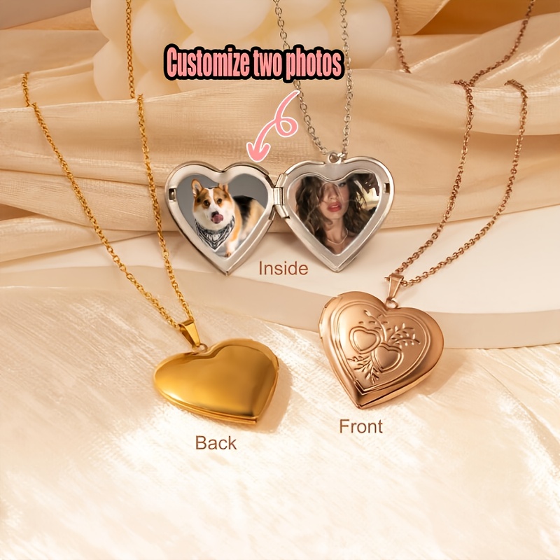 Heart Locket Necklace Photo - Colar Personalizado com Foto 1/2, Colar