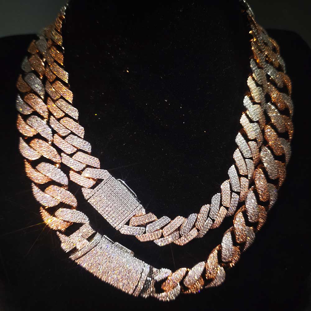 Cuban Link Chain 12Mm - Colar Nuoya de Corrente Mosaico Bicolor