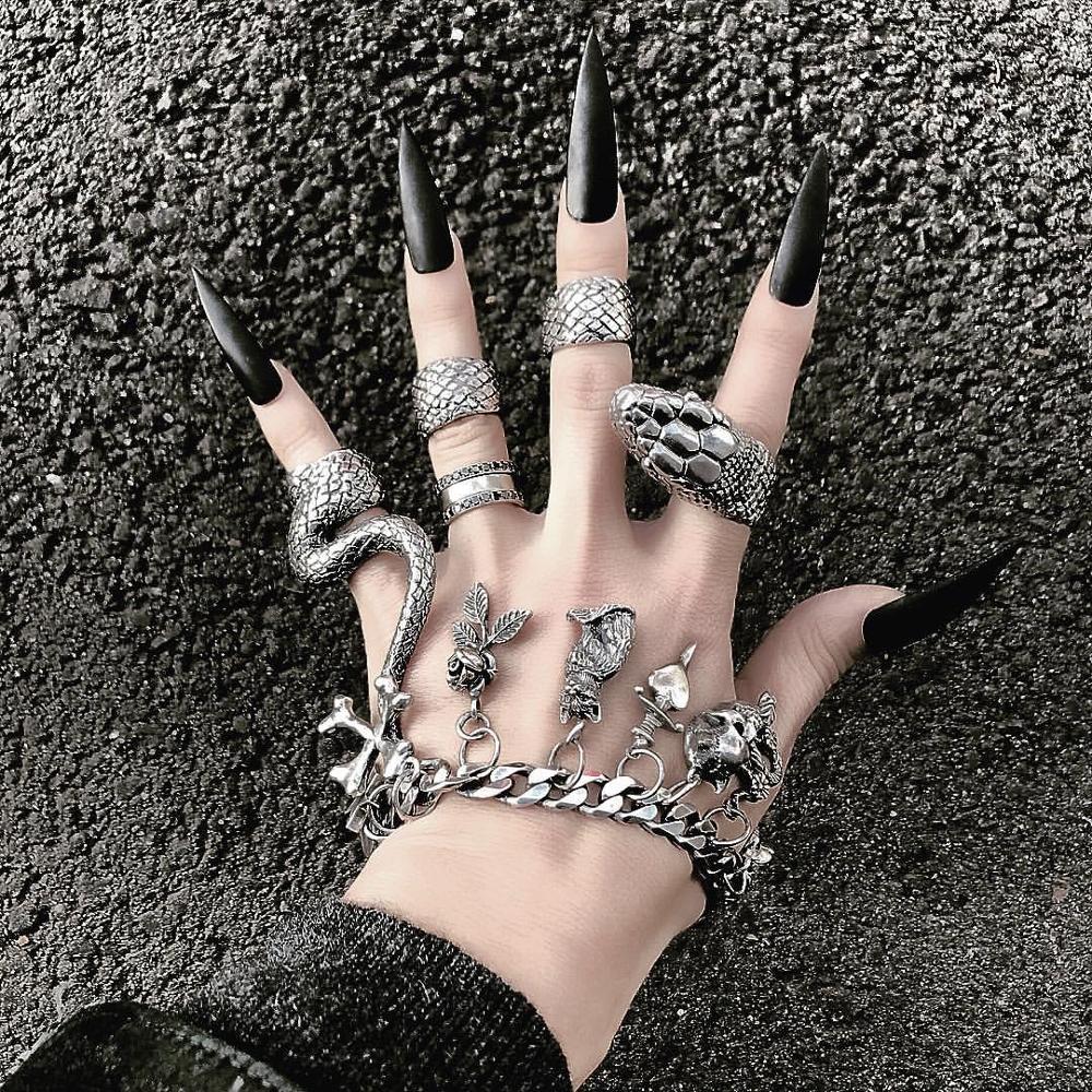 KMVEXO-Gothic Steampunk Snake  - Vintage Punk Knuckle Rings Set avaliação e preço