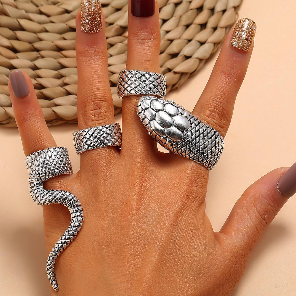 KMVEXO-Gothic Steampunk Snake  - Vintage Punk Knuckle Rings Set avaliação e preço