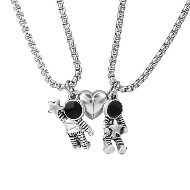 2 pçs astronomia spaceman corr - Magnetic Couple Matching Necklaces avaliação e preço