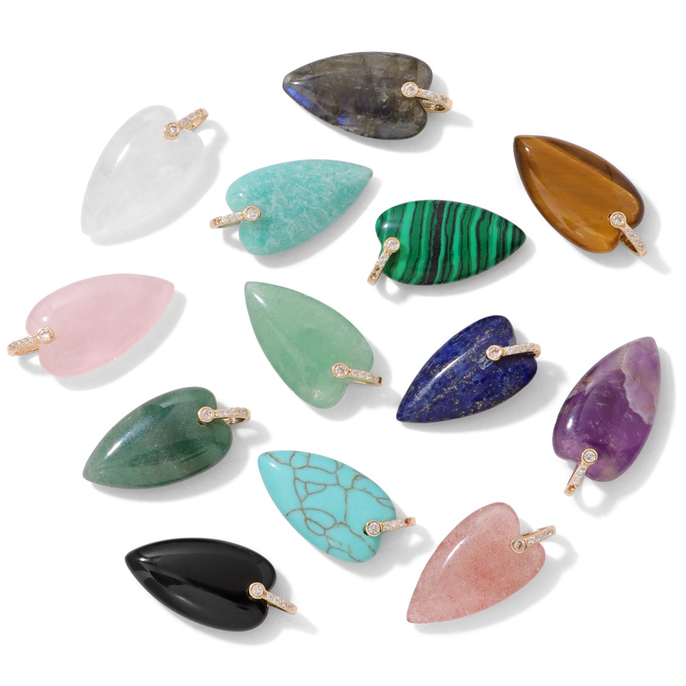 2 Peças de Pingente de Coração - Crystal Pendant Necklace Natural Stone avaliação e preço