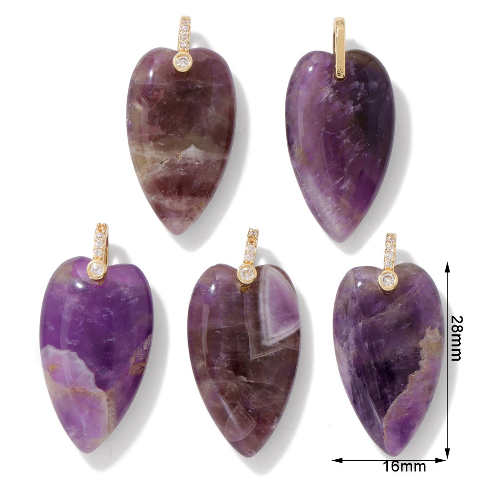 2 Peças de Pingente de Coração - Crystal Pendant Necklace Natural Stone avaliação e preço