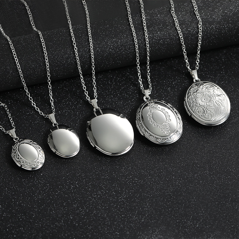 Colar Vintage Prateado com Pin - Heart Locket Necklace Photo avaliação e preço