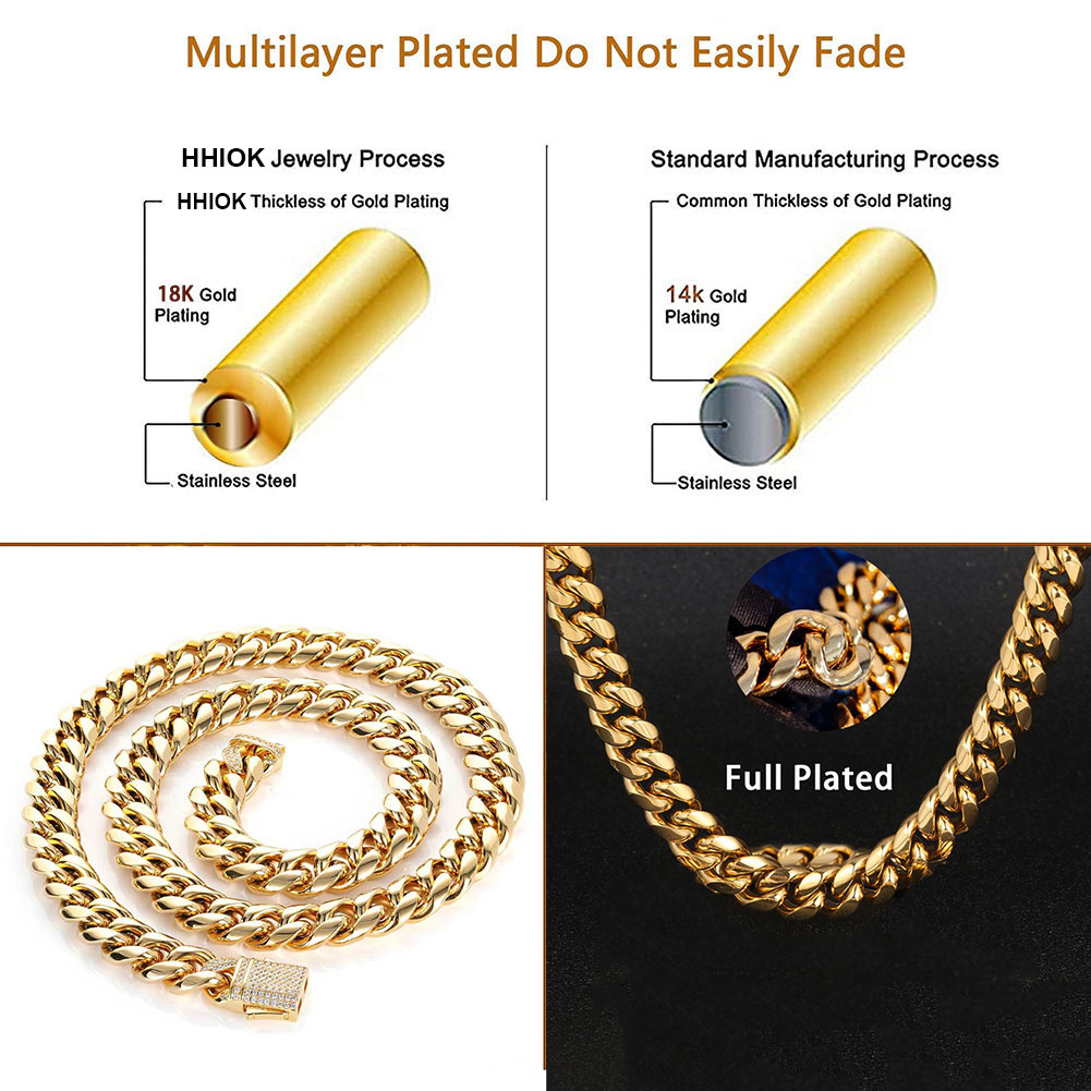 Gargantilha masculina banhada  - Cuban Link Chain 12Mm avaliação e preço