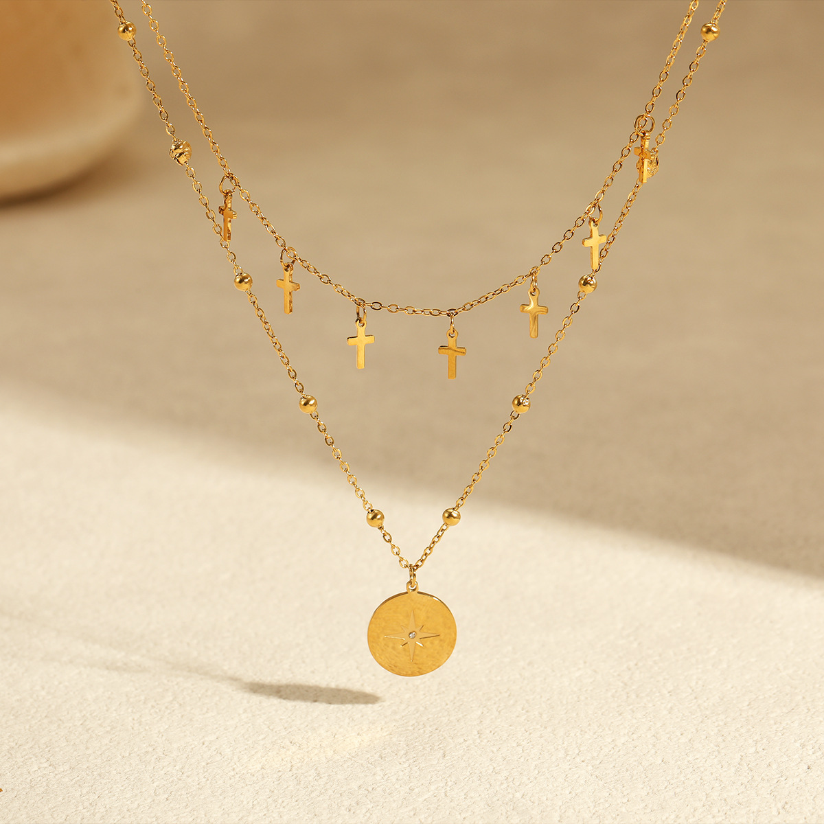 Colar Cruzado Vintage de Dupla - Layered Pendant Necklace Aesthetic avaliação e preço