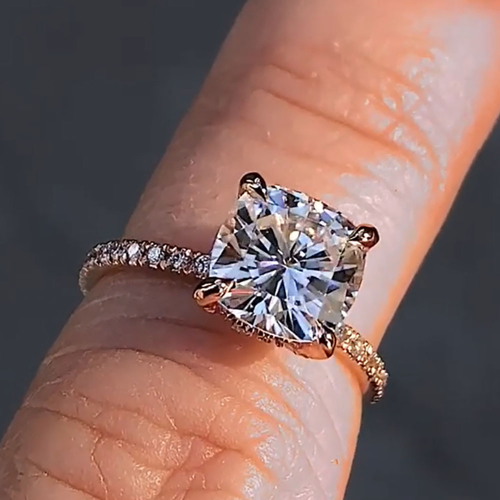 Personalizado sólido 14k ouro  - Moissanite Engagement Ring 1 Carat avaliação e preço