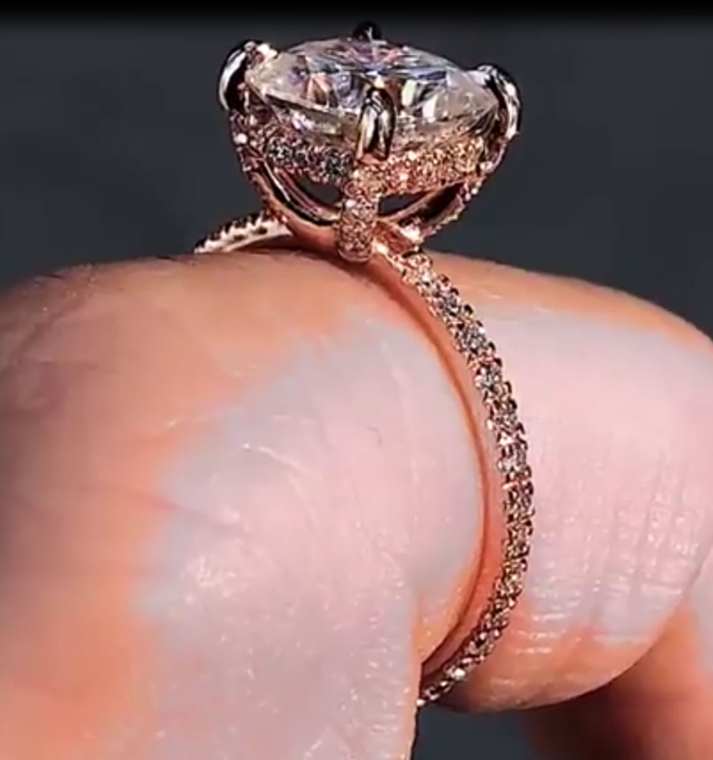 Personalizado sólido 14k ouro  - Moissanite Engagement Ring 1 Carat avaliação e preço