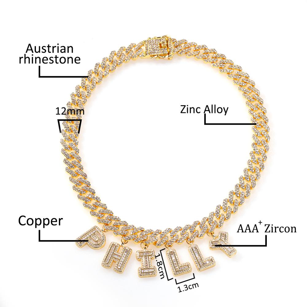 UWIN DIY Baguettecz Letter Nec - Cuban Link Chain 12Mm avaliação e preço
