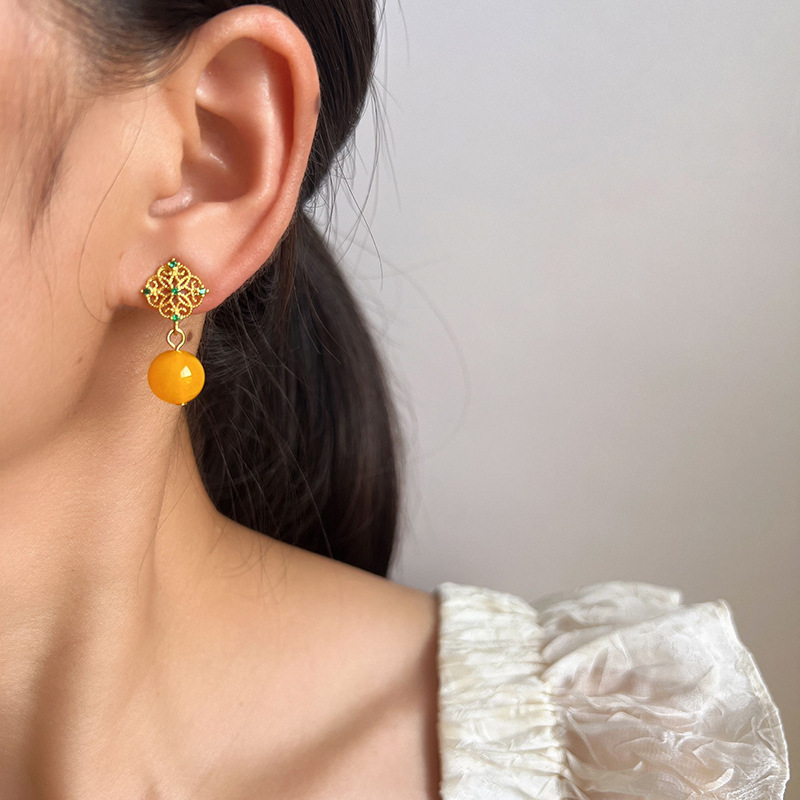 Estilo chinês amarelo brincos  - Earrings avaliação e preço