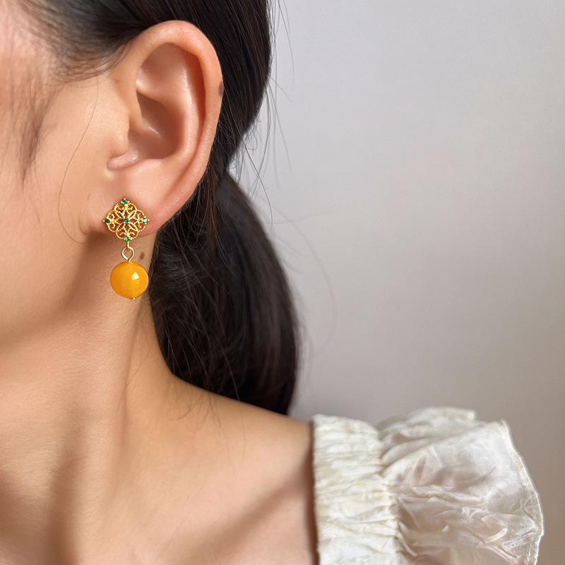 Estilo chinês amarelo brincos  - Earrings avaliação e preço