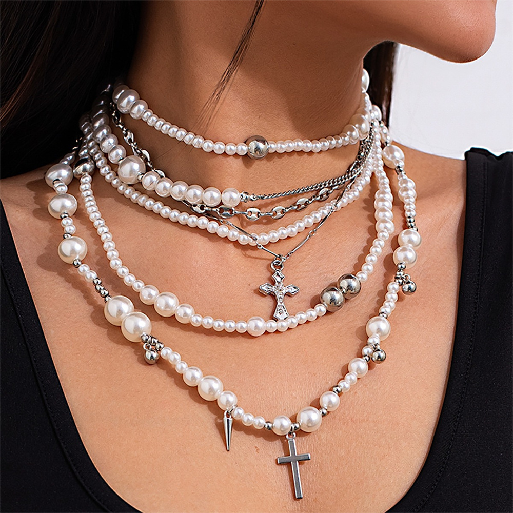 Colar de corrente pérola para  - Layered Pendant Necklace Aesthetic avaliação e preço