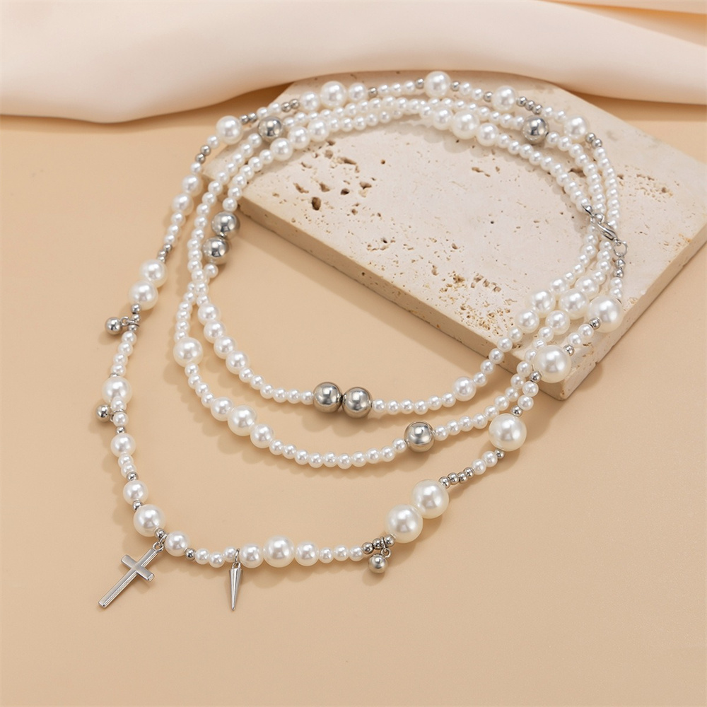 Colar de corrente pérola para  - Layered Pendant Necklace Aesthetic avaliação e preço