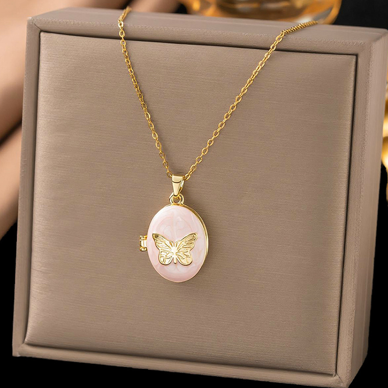 Colar com pingente de aço inox - Heart Locket Necklace Photo avaliação e preço