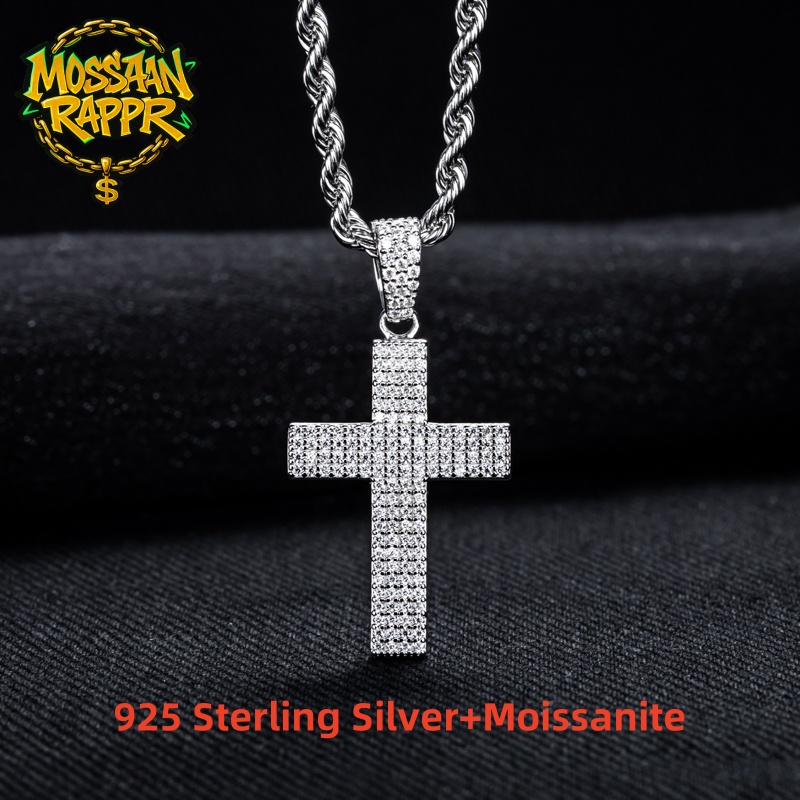 MossanRappr Moissanite Bling C - 925 Sterling Silver Chain Necklace Men avaliação e preço