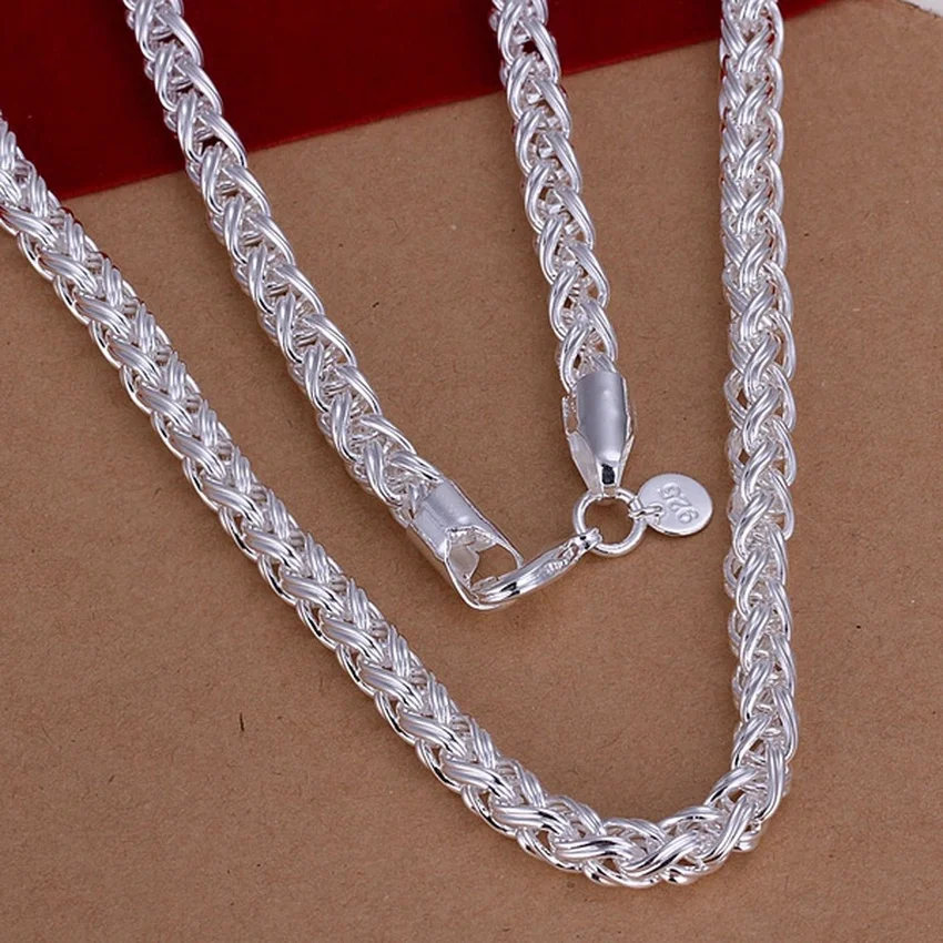 50cm 925 prata esterlina 6mm c - 925 Sterling Silver Chain Necklace Men avaliação e preço