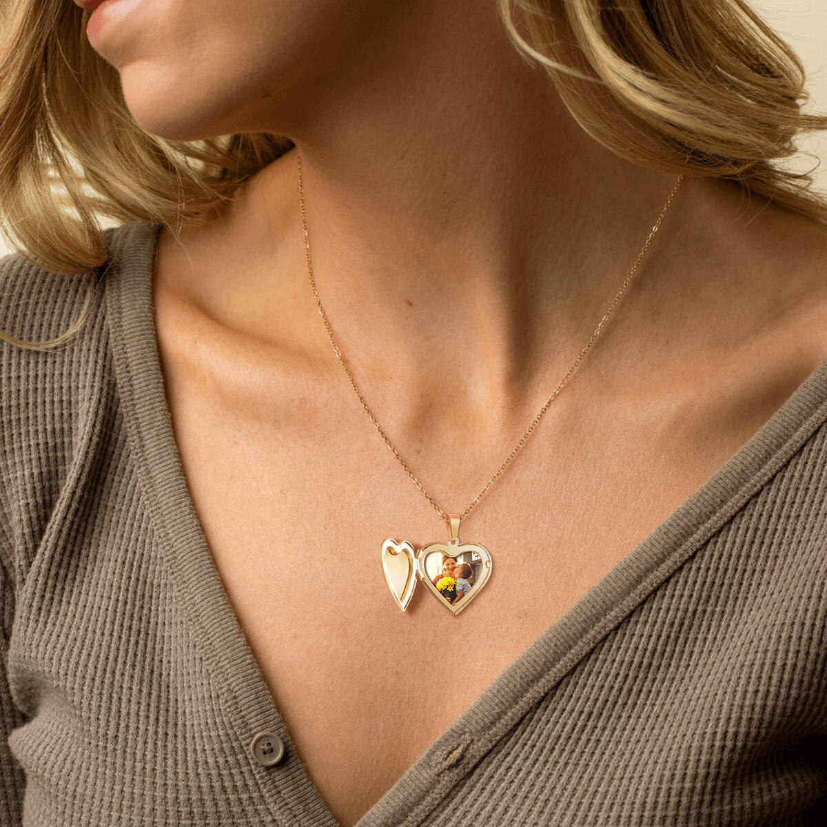 Jóias de aço inoxidável coraçã - Heart Locket Necklace Photo avaliação e preço