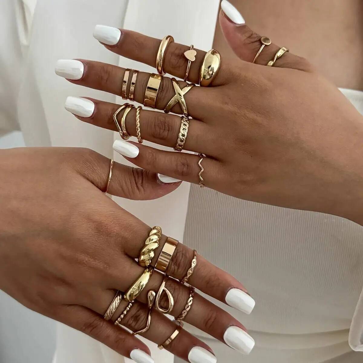 Kunjoe 24 pçs/set na moda geom - Vintage Punk Knuckle Rings Set avaliação e preço