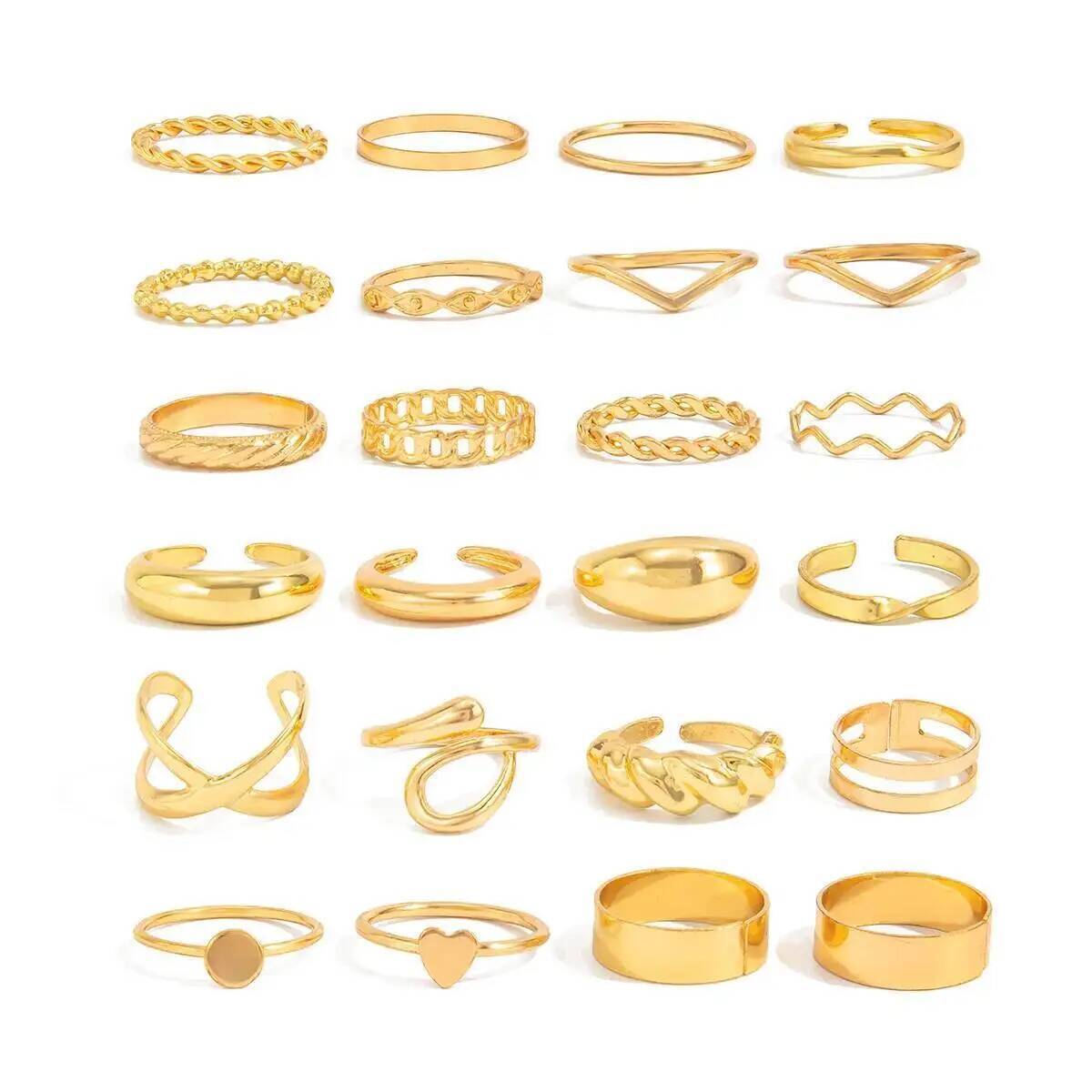 Kunjoe 24 pçs/set na moda geom - Vintage Punk Knuckle Rings Set avaliação e preço