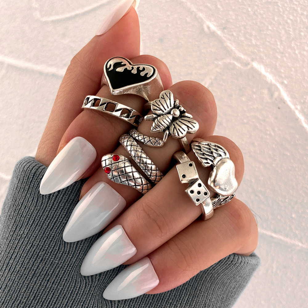 Conjunto de 6 anéis vintage pu - Vintage Punk Knuckle Rings Set avaliação e preço