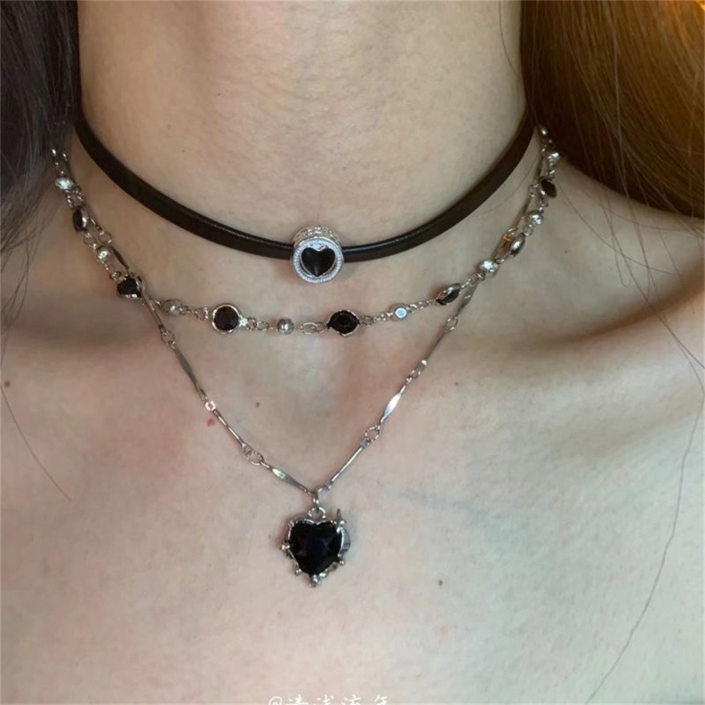 Y2k gótico amor coração pingen - Layered Pendant Necklace Aesthetic avaliação e preço