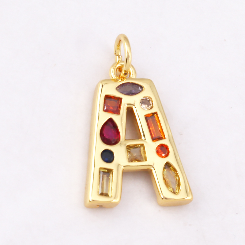 Moda colorido zircão real 18k  - Initial Letter Necklace 18K Gold avaliação e preço