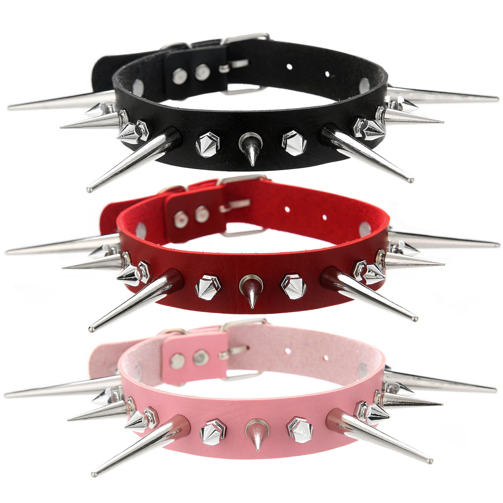 KMVEXO-Gargantilha longa para  - Goth Punk Spike Choker avaliação e preço