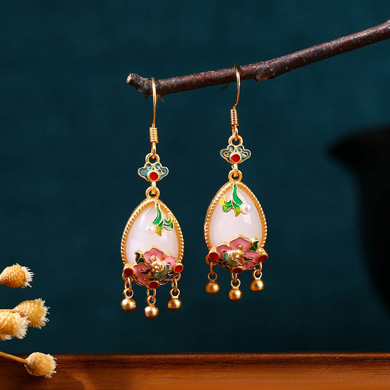 Brincos de Jade Natural em For - Earrings avaliação e preço