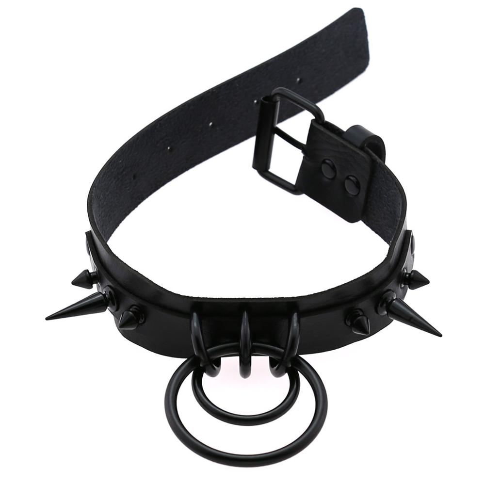 Gargantilha de couro preto cra - Goth Punk Spike Choker avaliação e preço