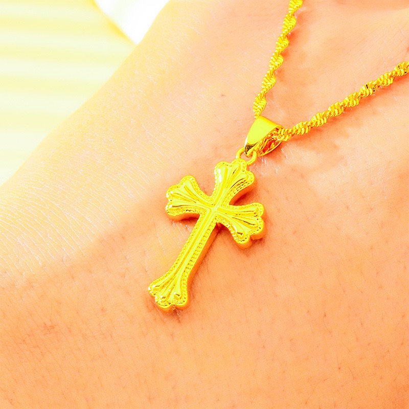 Colar de cruz clássico em ouro - Cross Pendant Necklace Gold avaliação e preço