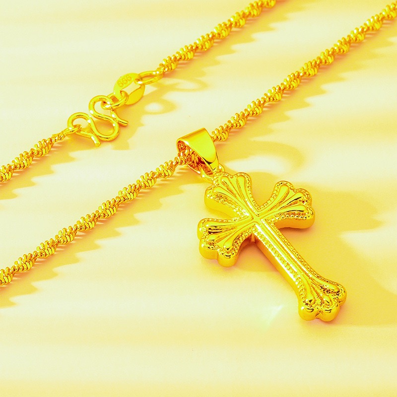 Colar de cruz clássico em ouro - Cross Pendant Necklace Gold avaliação e preço